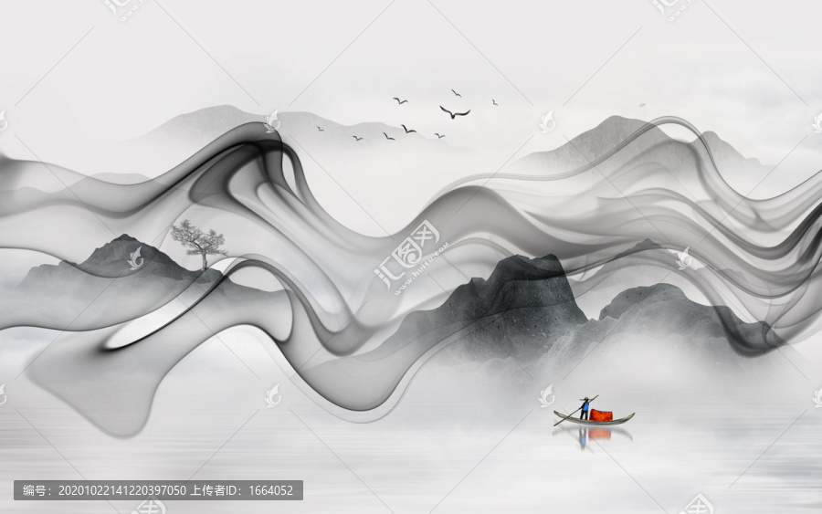 中式水墨山水畫