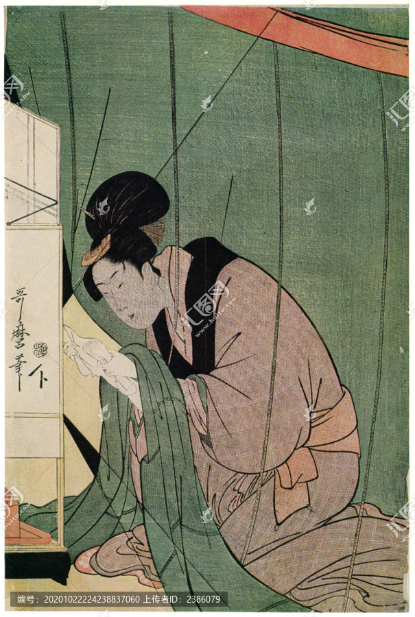 喜多川歌麿蚊帳里的讀書(shū)美人