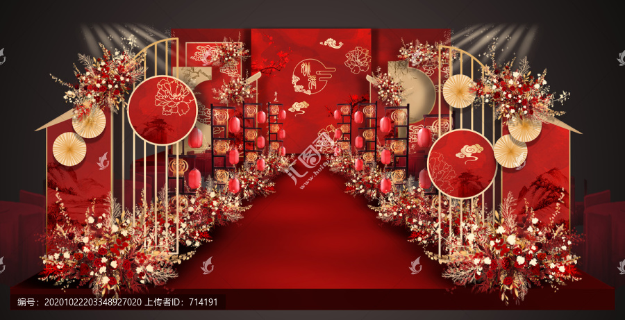 中式紅色婚禮效果圖