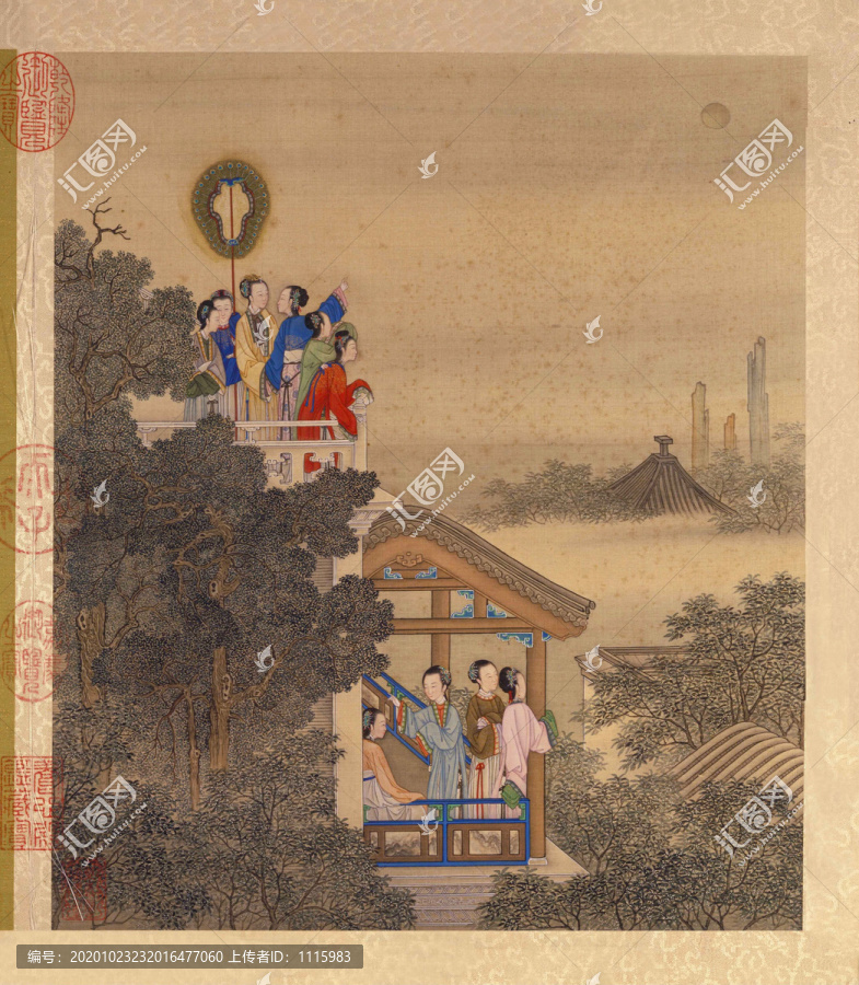 陳枚月曼清游圖八月瓊臺(tái)玩月