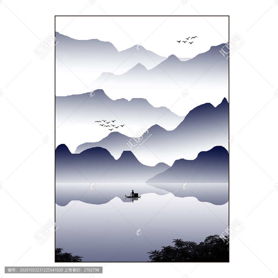 水墨風山水素材裝飾畫