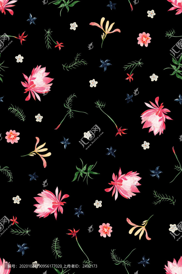 時尚花卉四方連續(xù)花型