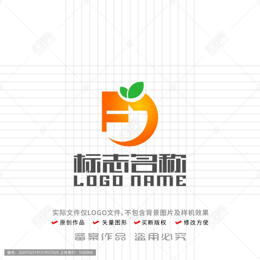 FJ字母標(biāo)志水果logo
