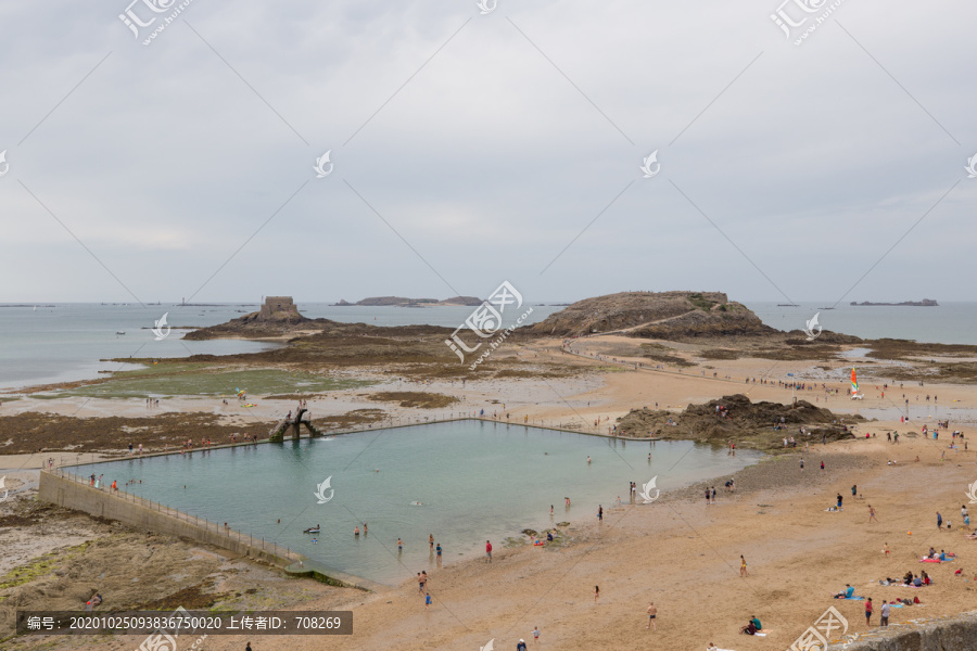 法国布列塔尼圣马洛海滩风景