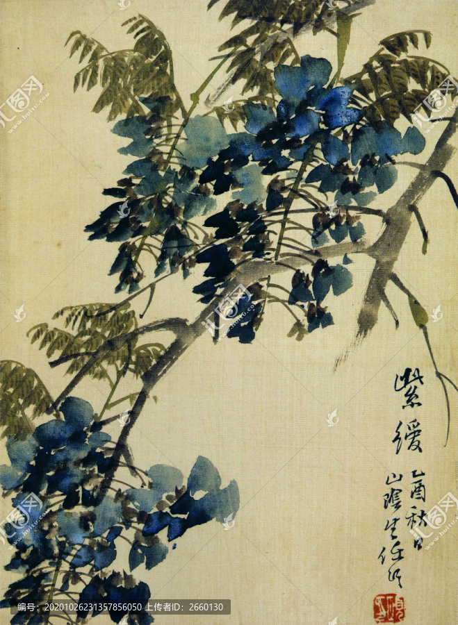 任伯年紫羅蘭國(guó)畫(huà)