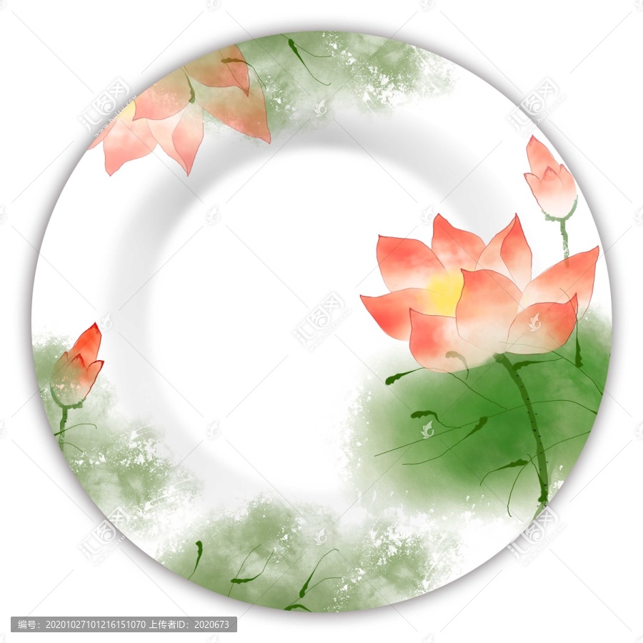 荷花花面陶瓷