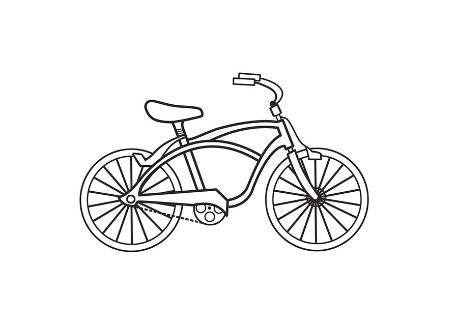 扁平卡通风格自行车线稿插画