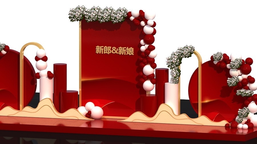 紅色婚禮3D效果圖