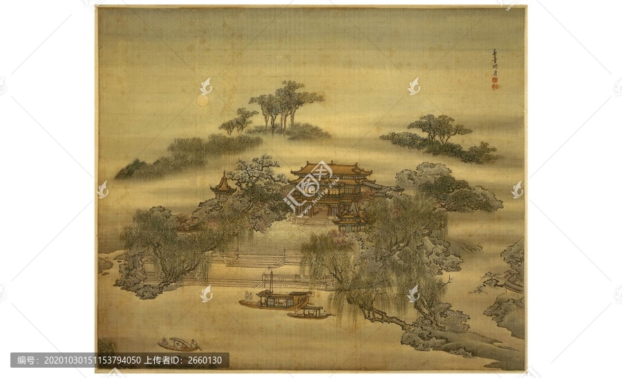 袁耀山水四條屏揚州四景