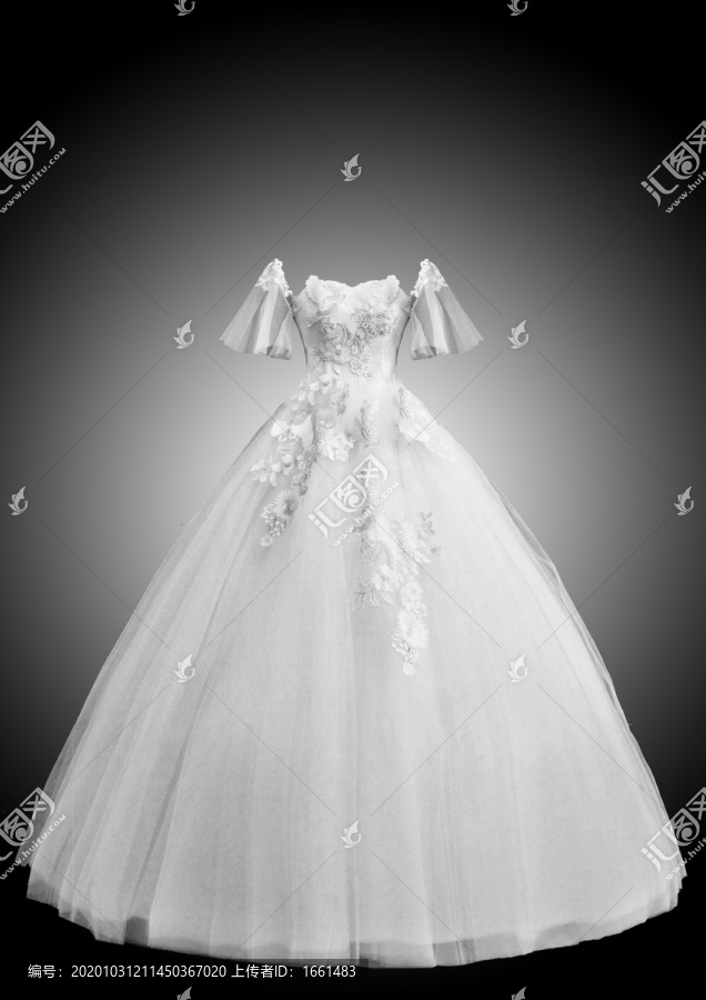 婚紗照換服裝透明圖層蓬蓬袖白紗
