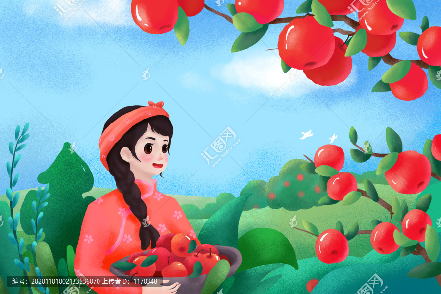 蘋果水果手繪包裝插畫