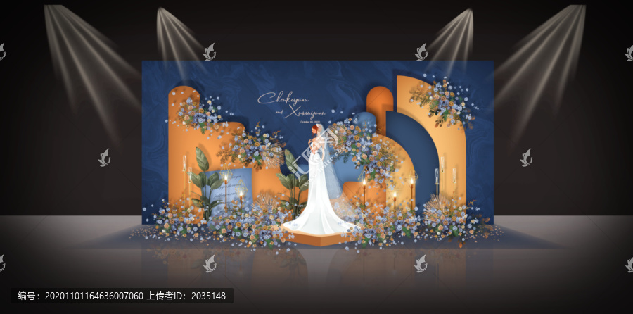 藍(lán)橙色莫蘭迪婚禮