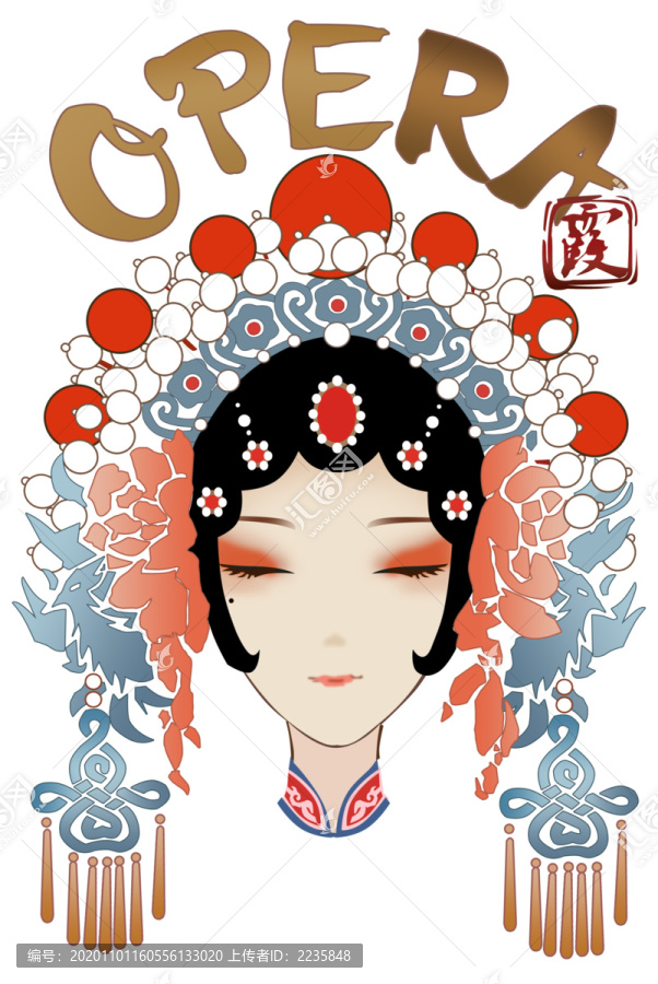 京劇人物紫霞京劇花旦鳳冠臉譜