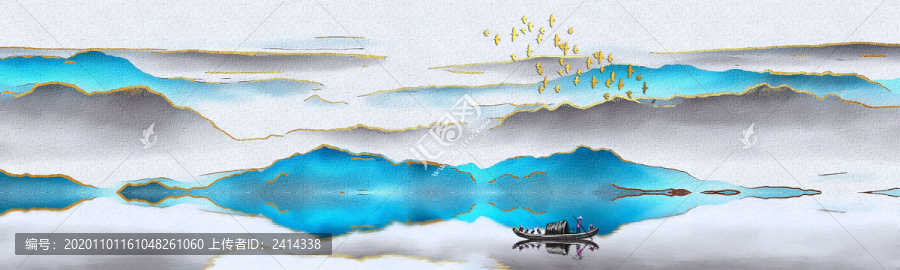 抽象禪意山水情背景壁畫