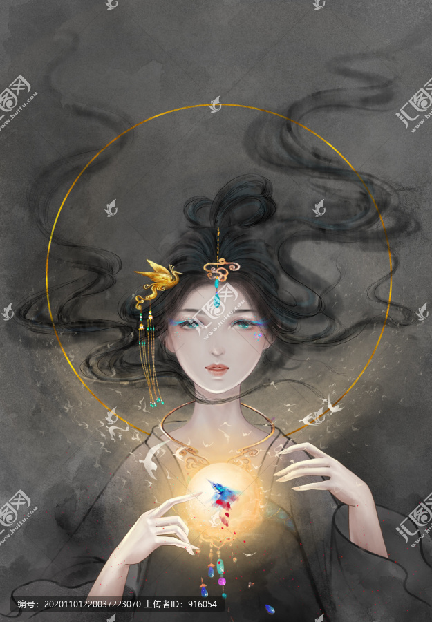 手繪古風(fēng)美女