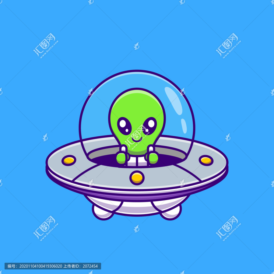 可愛卡通矢量手繪外星人