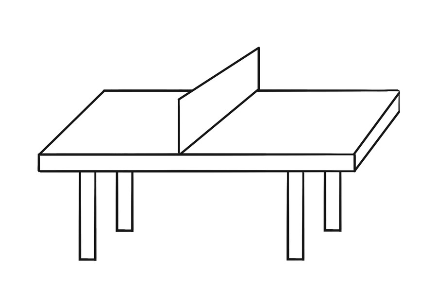 卡通一个乒乓球桌简笔画