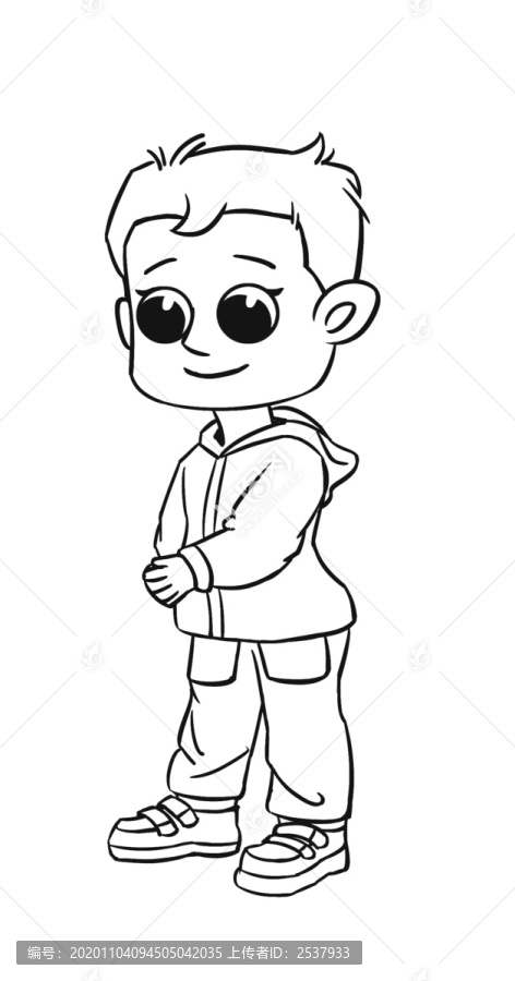 卡通站立的男孩簡筆畫