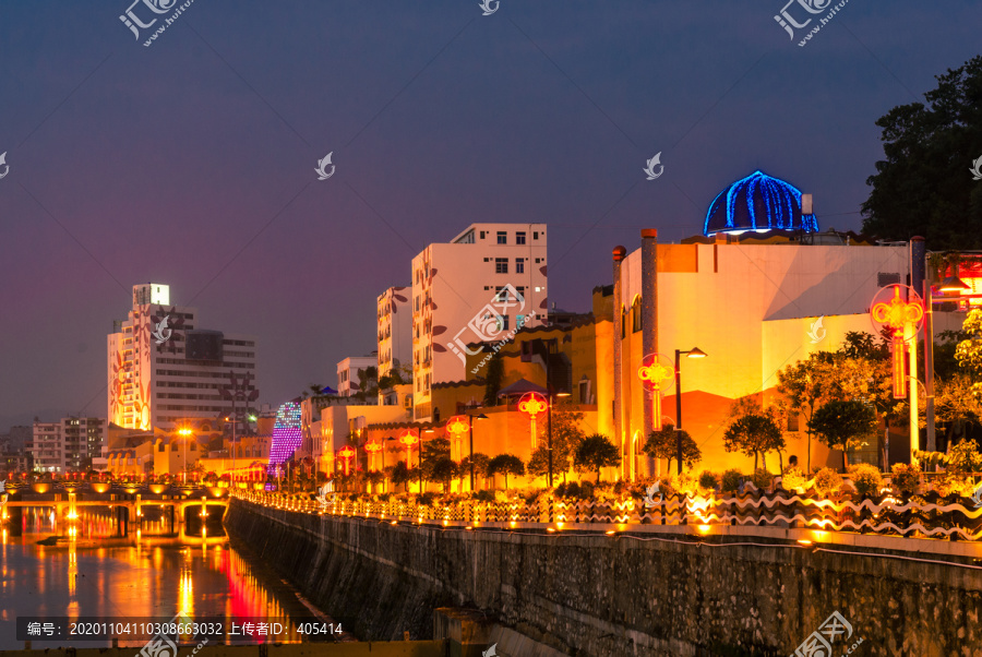 特色餐饮小镇夜景