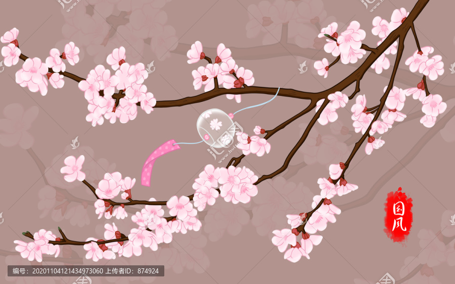 禪意梅花裝飾畫插畫