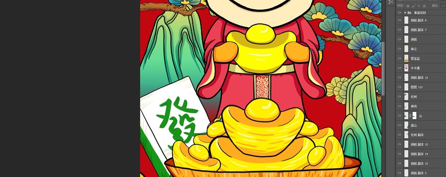 奉旨發(fā)財牛年國潮插畫