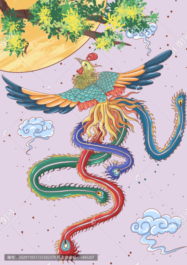 原創(chuàng)新年吉祥鳳凰插畫設(shè)計(jì)