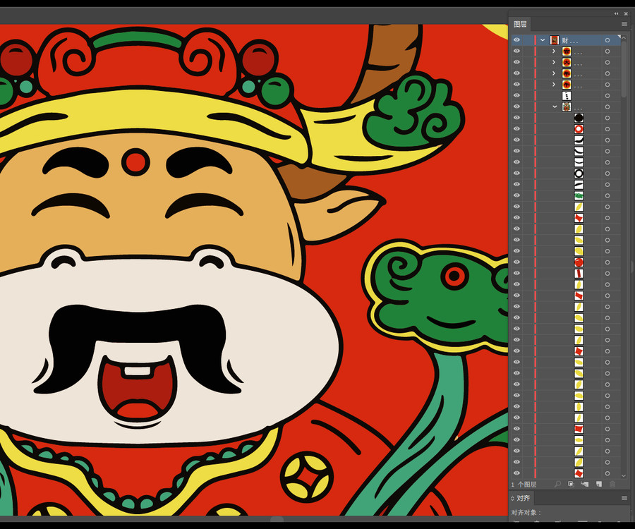 財(cái)神牛國潮插畫