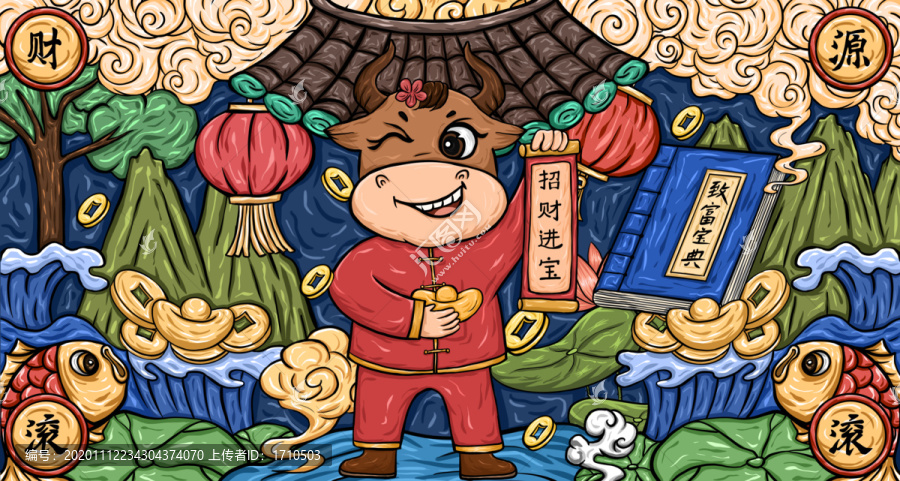 牛年國(guó)潮包裝插畫