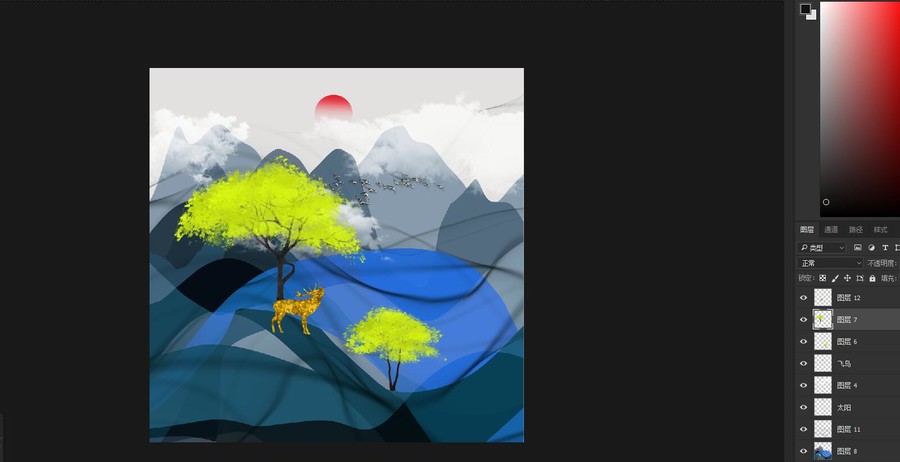 現(xiàn)代客廳玄關(guān)輕奢山水圓框晶瓷畫
