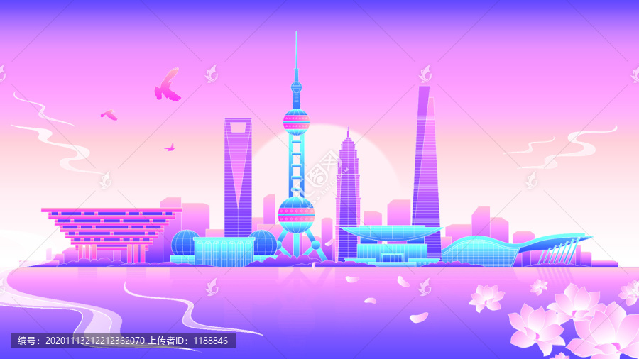 上海市地標(biāo)建筑手繪插畫