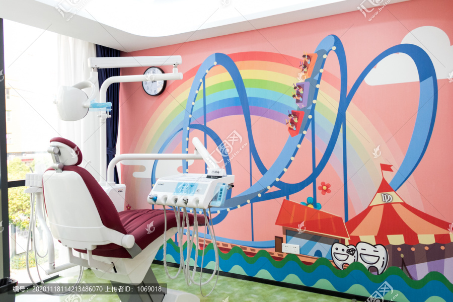 儿童牙科牙齿诊室治疗室卡通墙