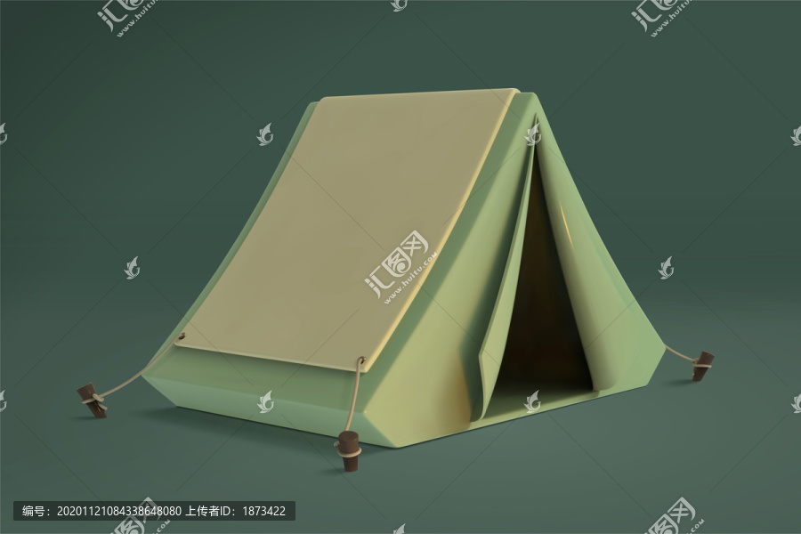 帳篷露營三維圖