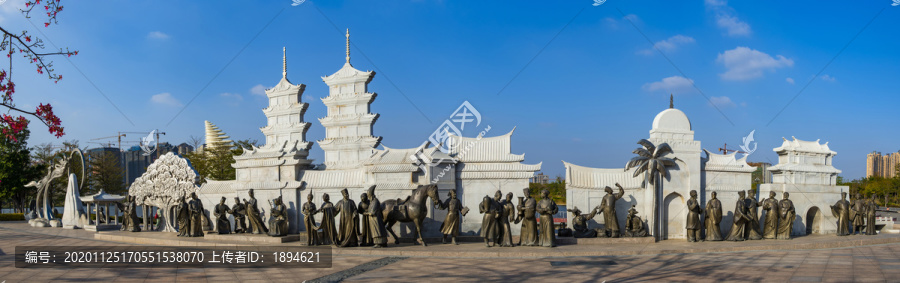 古代丝绸之路商人雕像