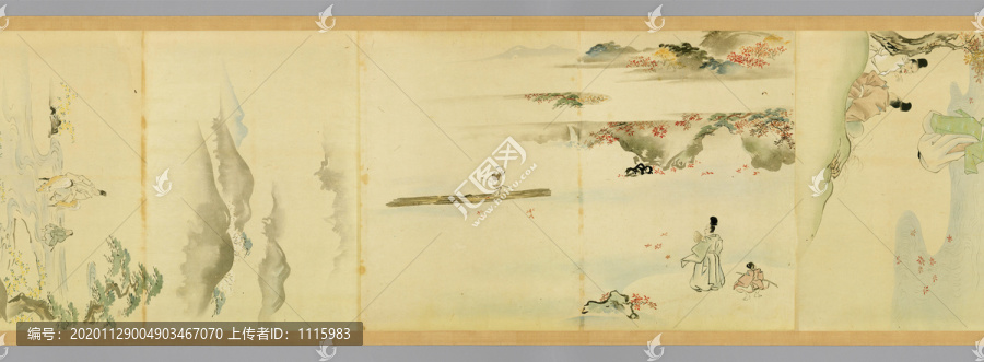 狩野元信仿古人物山水粉本第四幅
