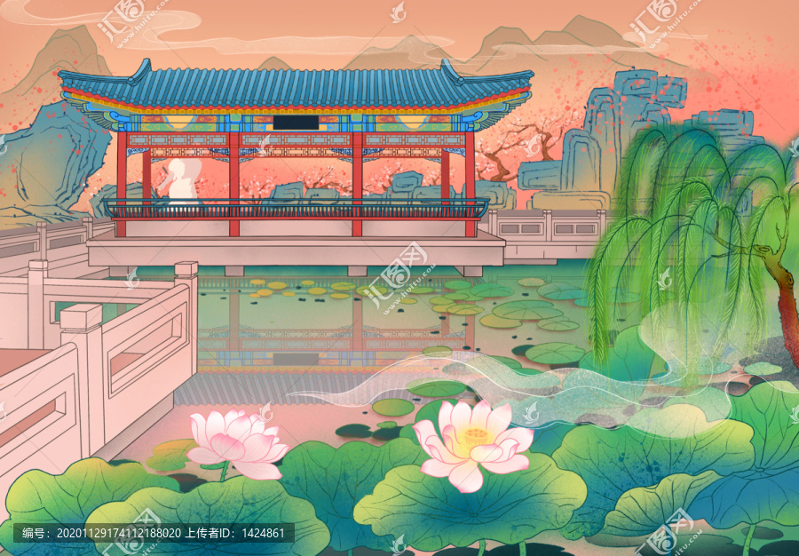 庭院園林矢量圖