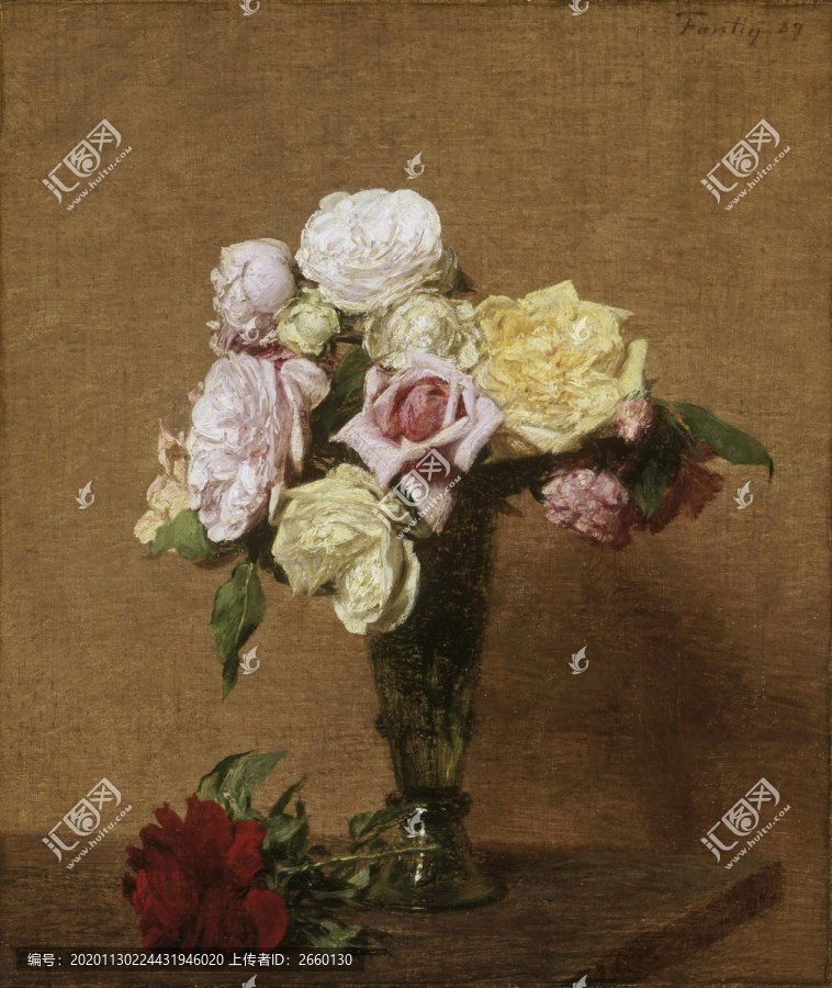 方丹·拉图尔美丽花朵花瓶油画