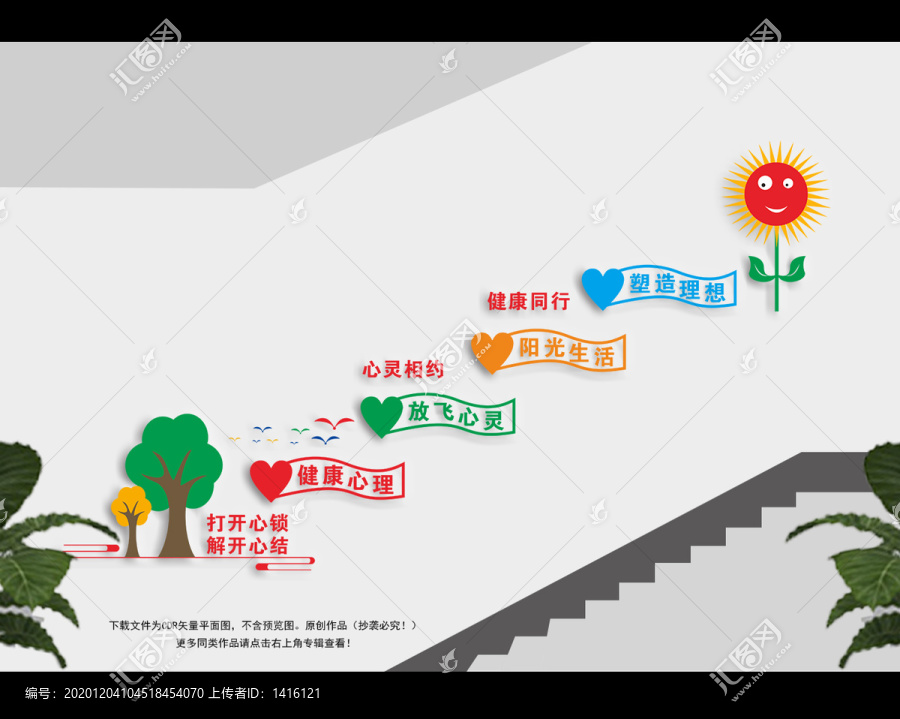 心理咨詢樓梯文化墻
