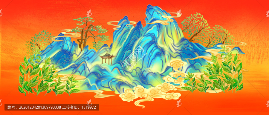 手繪山