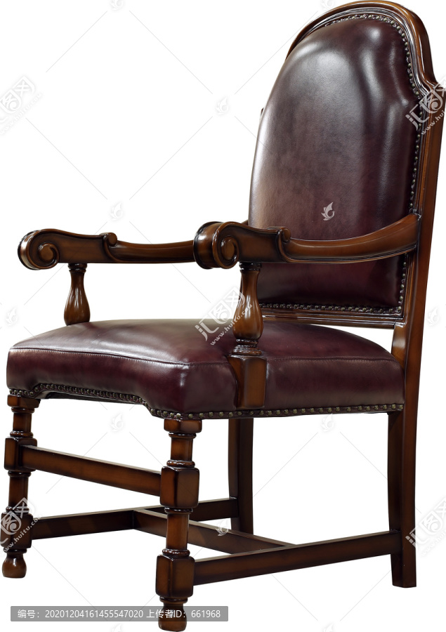新美式实木家具真皮书椅