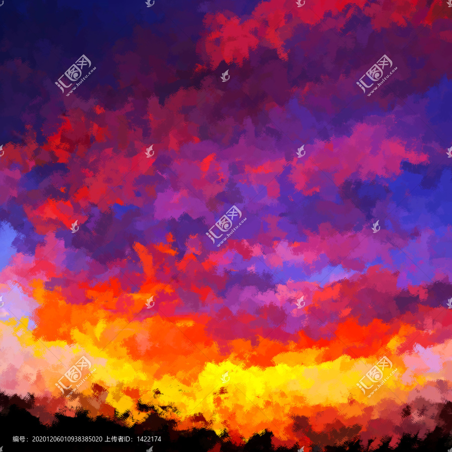唯美天空云海云彩油畫(huà)背景