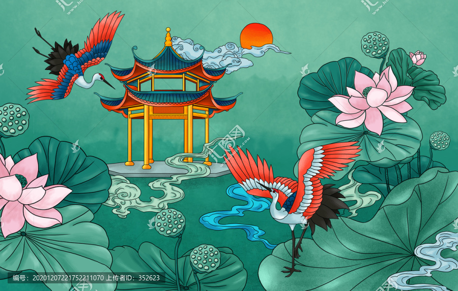 國(guó)潮建筑插畫