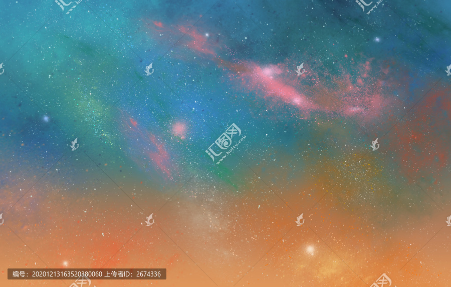 星空銀河星星手繪背景插畫