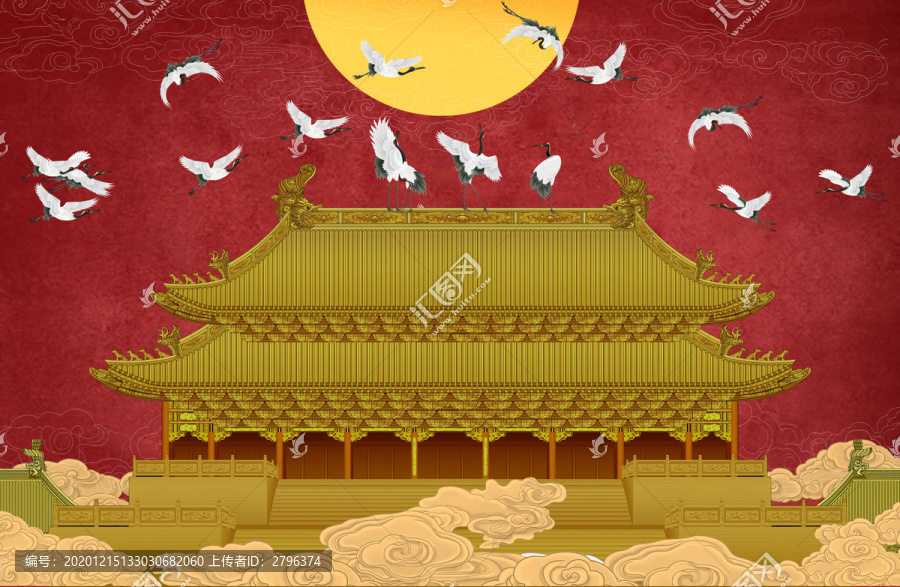 仙鹤皇宫壁画