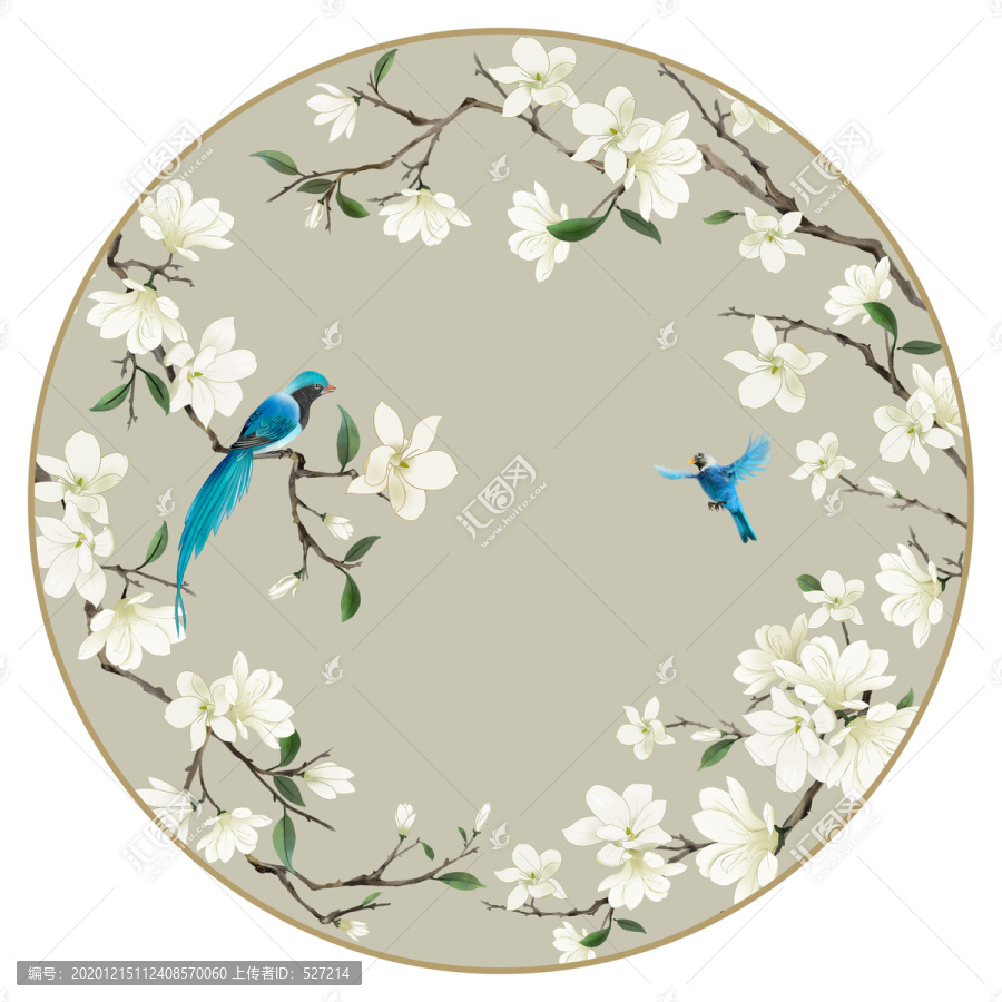 玉蘭花鳥裝飾畫