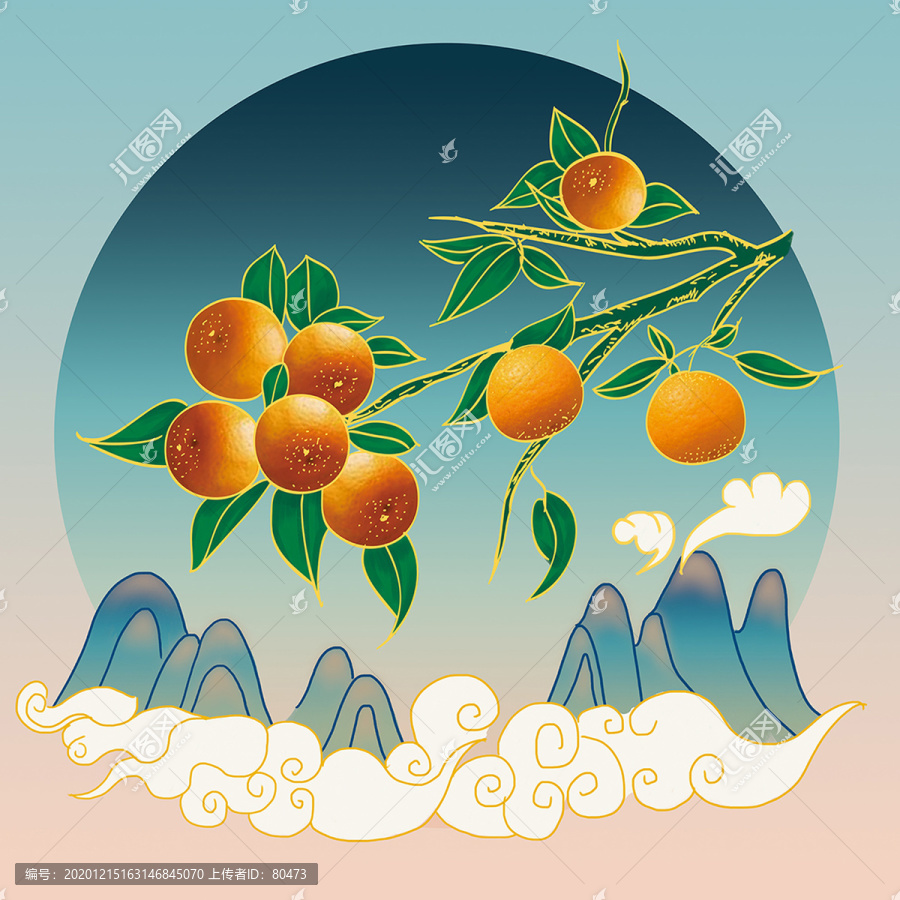 柑橘手绘柑橘包装柑橘插画