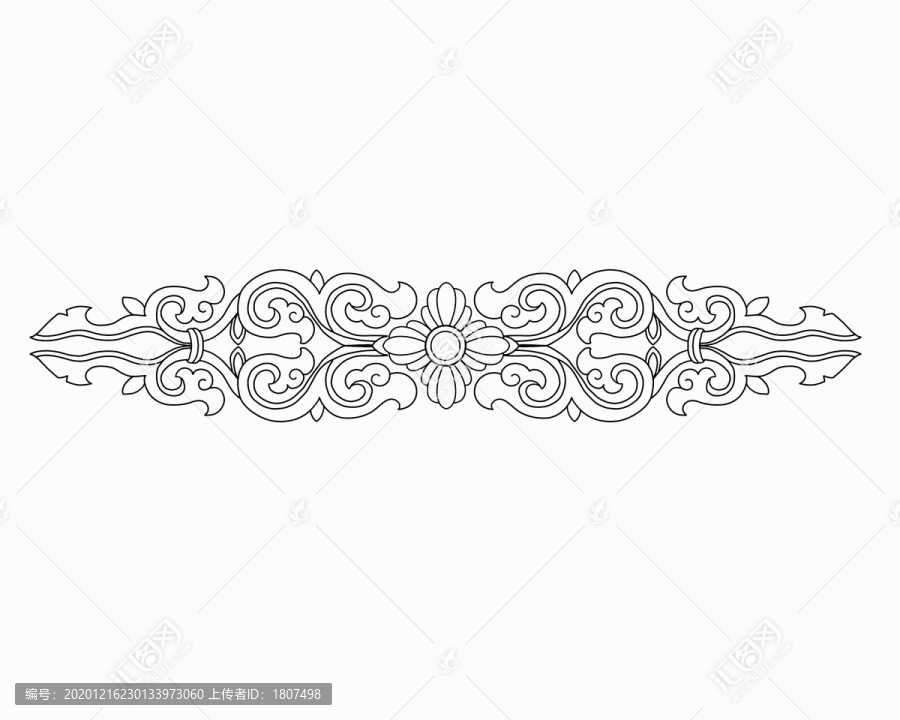 傳統(tǒng)古典花紋復(fù)古吉祥線描花邊圖