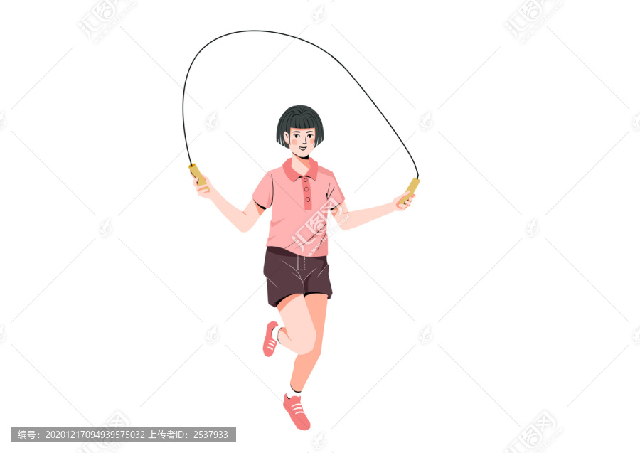 扁平肌理風(fēng)格女子跳繩運(yùn)動(dòng)插畫(huà)