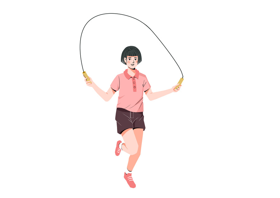 扁平肌理風(fēng)格女子跳繩運(yùn)動(dòng)插畫(huà)