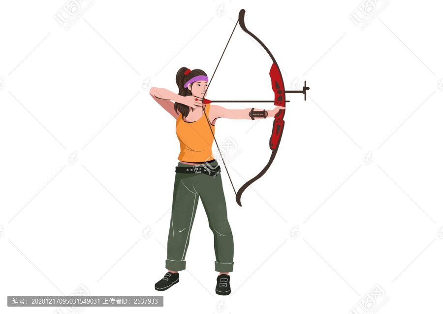 扁平肌理風(fēng)格女子射箭比賽插畫