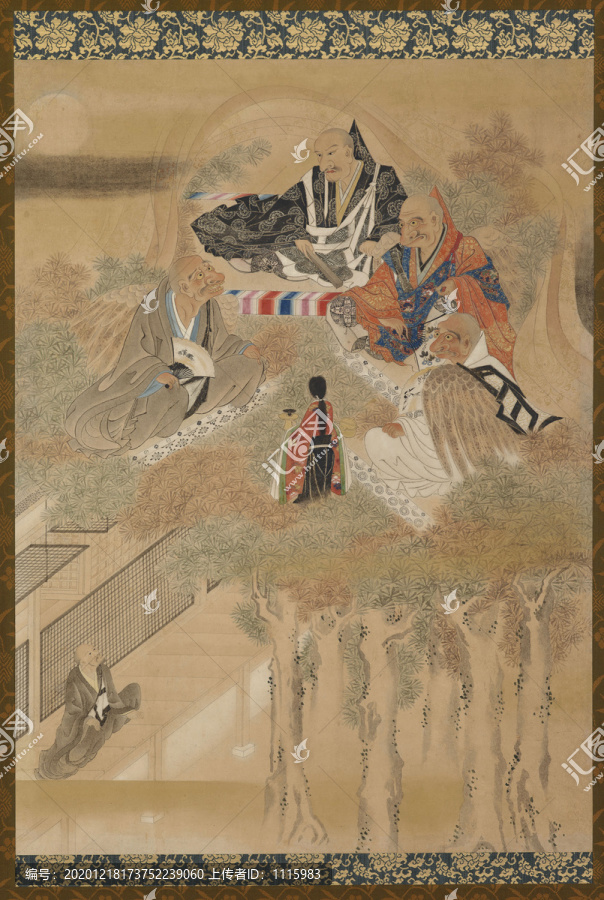 狩野探幽工筆畫和尚談道圖